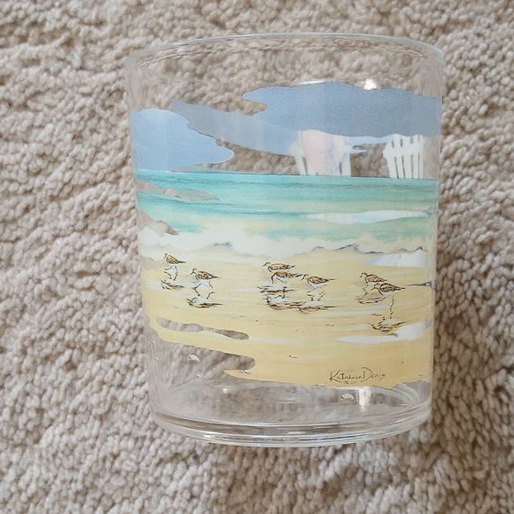 Five Piece Beach Motif Glass and Tray Set - Picture 4 of 6